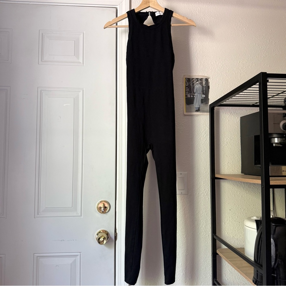 CLYQUE black knit cutout sleeveless‎ jumpsuit catsuit